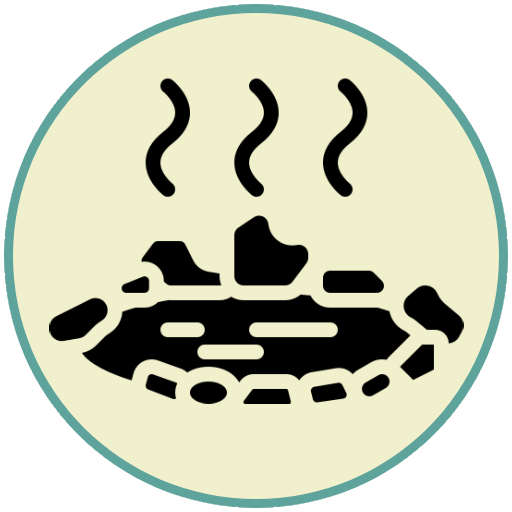 Icon of a hot spring with steam rising.